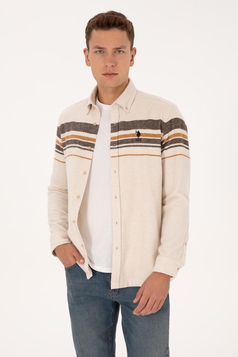 Erkek Krem Uzun Kollu Gömlek