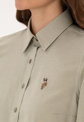 Kadın Açık Haki Uzun Kollu Basic Gömlek - 50308043083