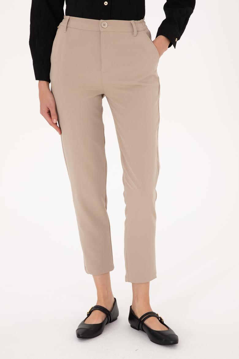 Kadın Koyu Bej Kanvas Pantolon - 50309259018