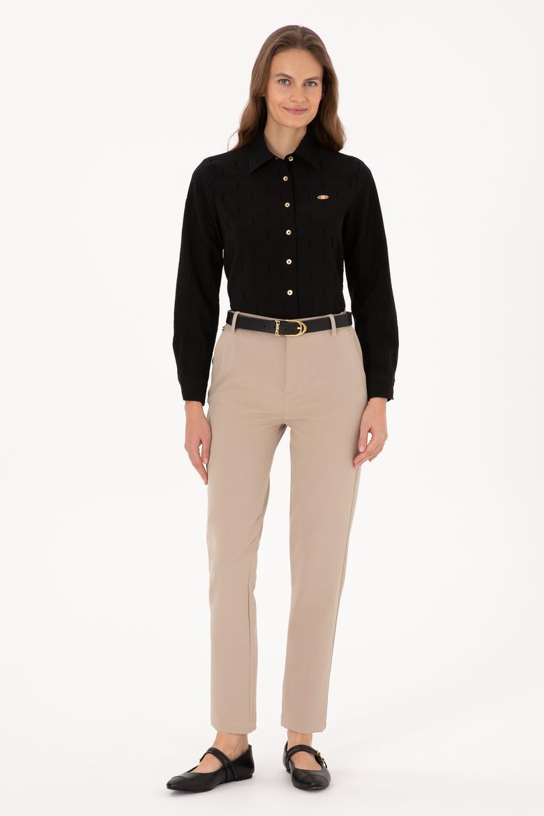 Kadın Koyu Bej Kanvas Pantolon - 50309259018