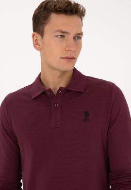 Erkek Regular Fit Polo Yaka Bordo Basic Sweatshirt - 50317510037