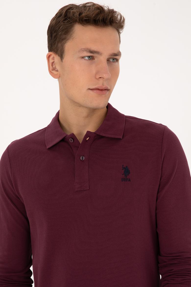Erkek Regular Fit Polo Yaka Bordo Basic Sweatshirt - 50317510037