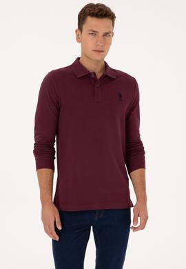 Erkek Regular Fit Polo Yaka Bordo Basic Sweatshirt - 50317510037