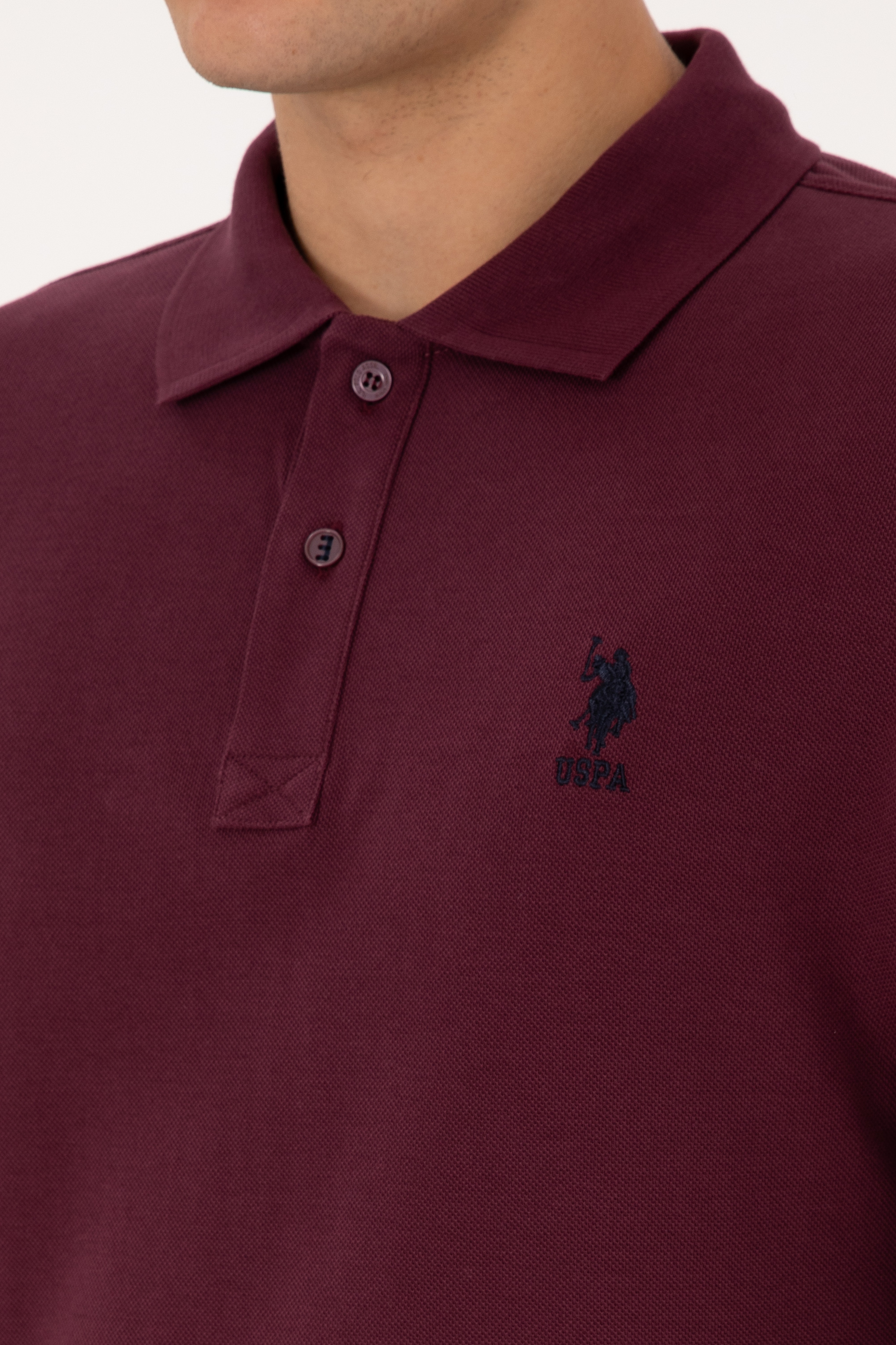 Erkek Regular Fit Polo Yaka Bordo Basic Sweatshirt - Image 7