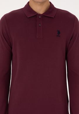 Erkek Regular Fit Polo Yaka Bordo Basic Sweatshirt - 50317510037