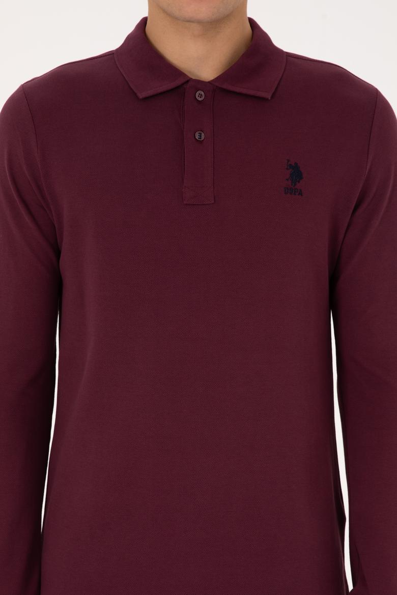 Erkek Regular Fit Polo Yaka Bordo Basic Sweatshirt - 50317510037