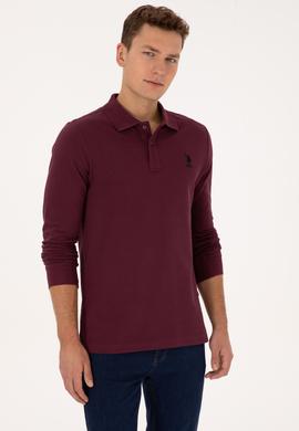 Erkek Regular Fit Polo Yaka Bordo Basic Sweatshirt - 50317510037