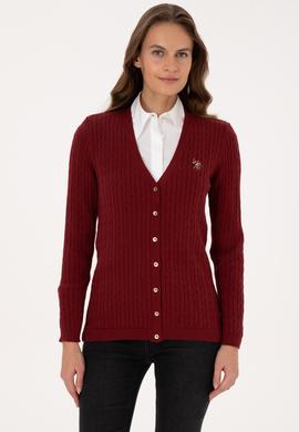 Kadın Bordo Basic Triko Hırka - 50317841020