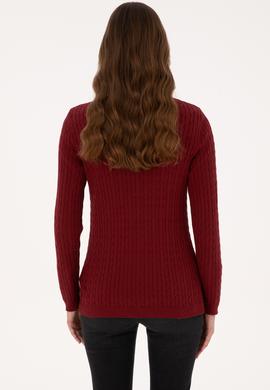 Kadın Bordo Basic Triko Hırka - 50317841020