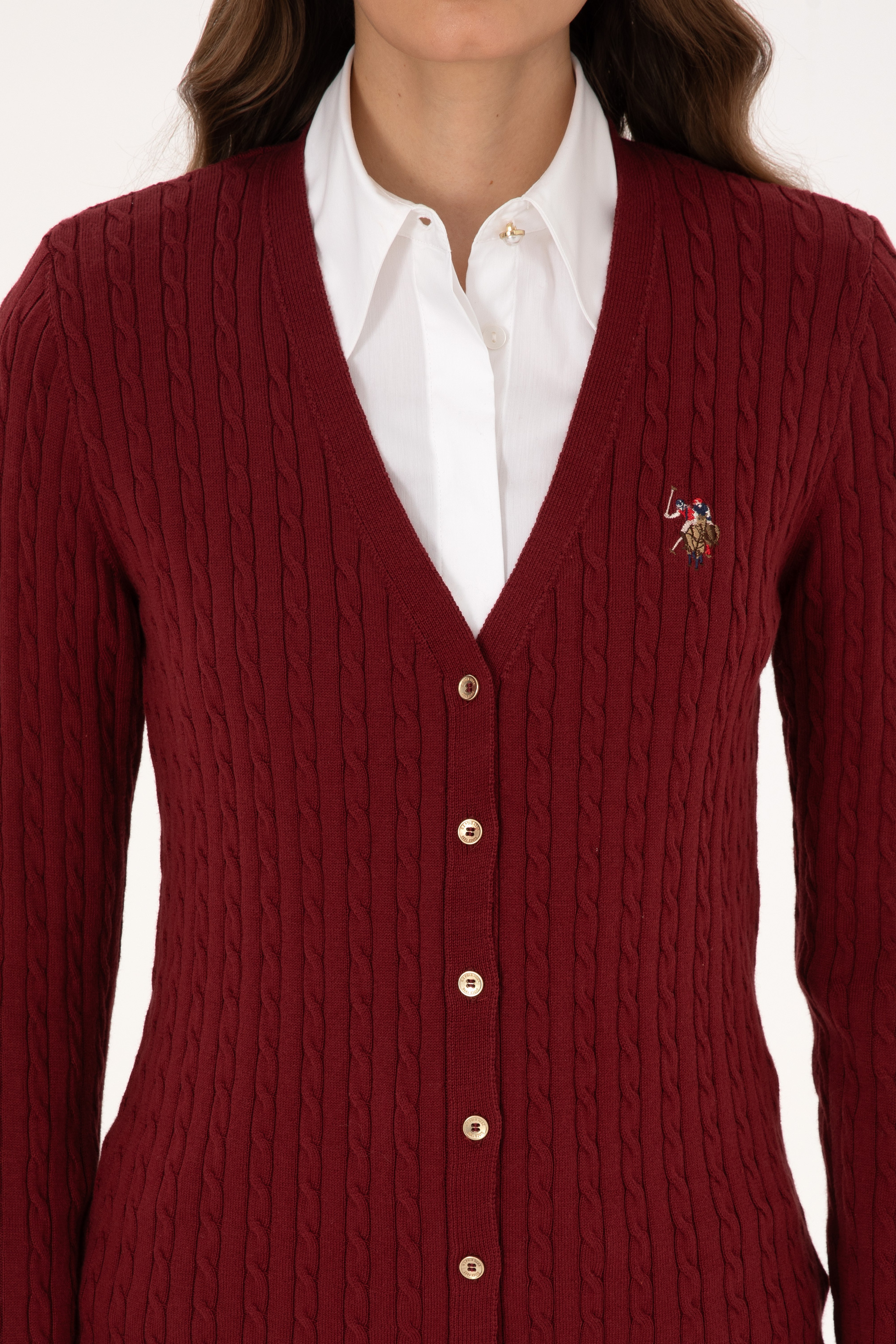 Kadın Bordo Basic Triko Hırka - Image 6