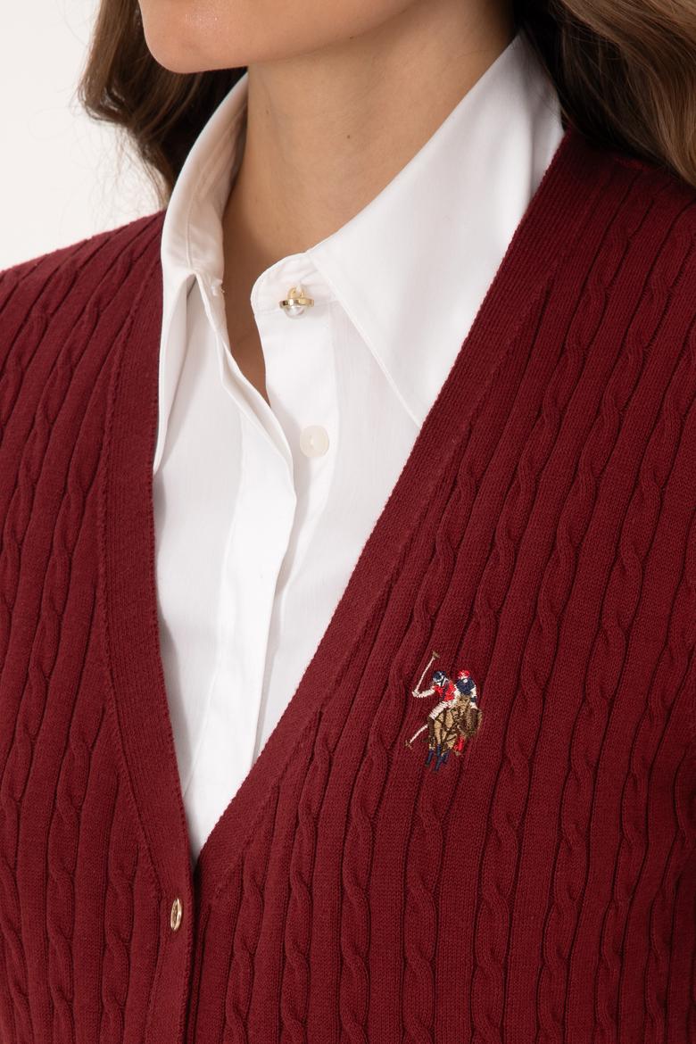 Kadın Bordo Basic Triko Hırka - 50317841020