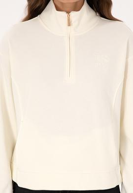 Kadın Krem Fermuarlı Dik Yaka Sweatshirt - 50307798028