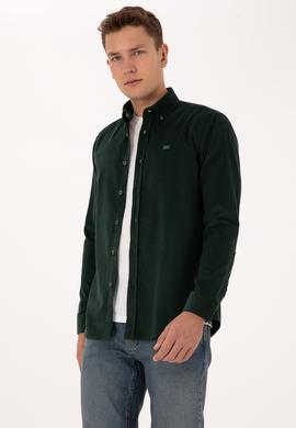Erkek Koyu Yeşil Uzun Kollu Gömlek - 50315915059