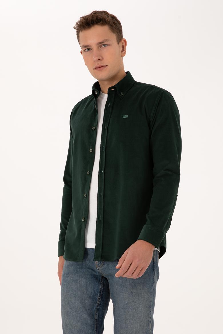 Erkek Koyu Yeşil Uzun Kollu Gömlek - 50315915059