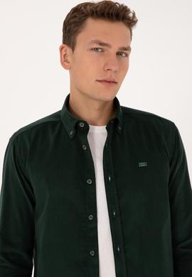 Erkek Koyu Yeşil Uzun Kollu Gömlek - 50315915059