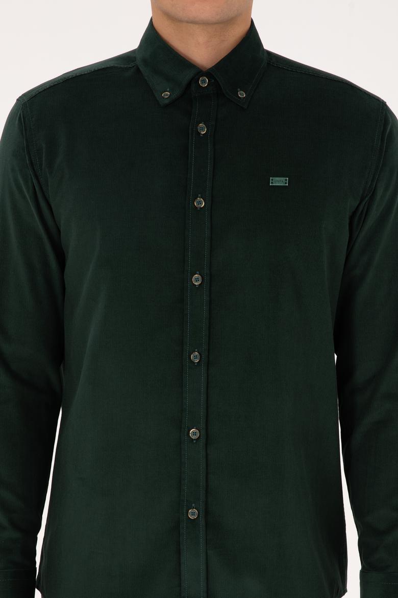 Erkek Koyu Yeşil Uzun Kollu Gömlek - 50315915059