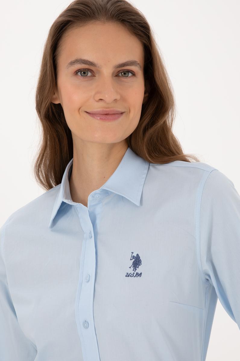 Kadın Açık Mavi Uzun Kollu Basic Gömlek