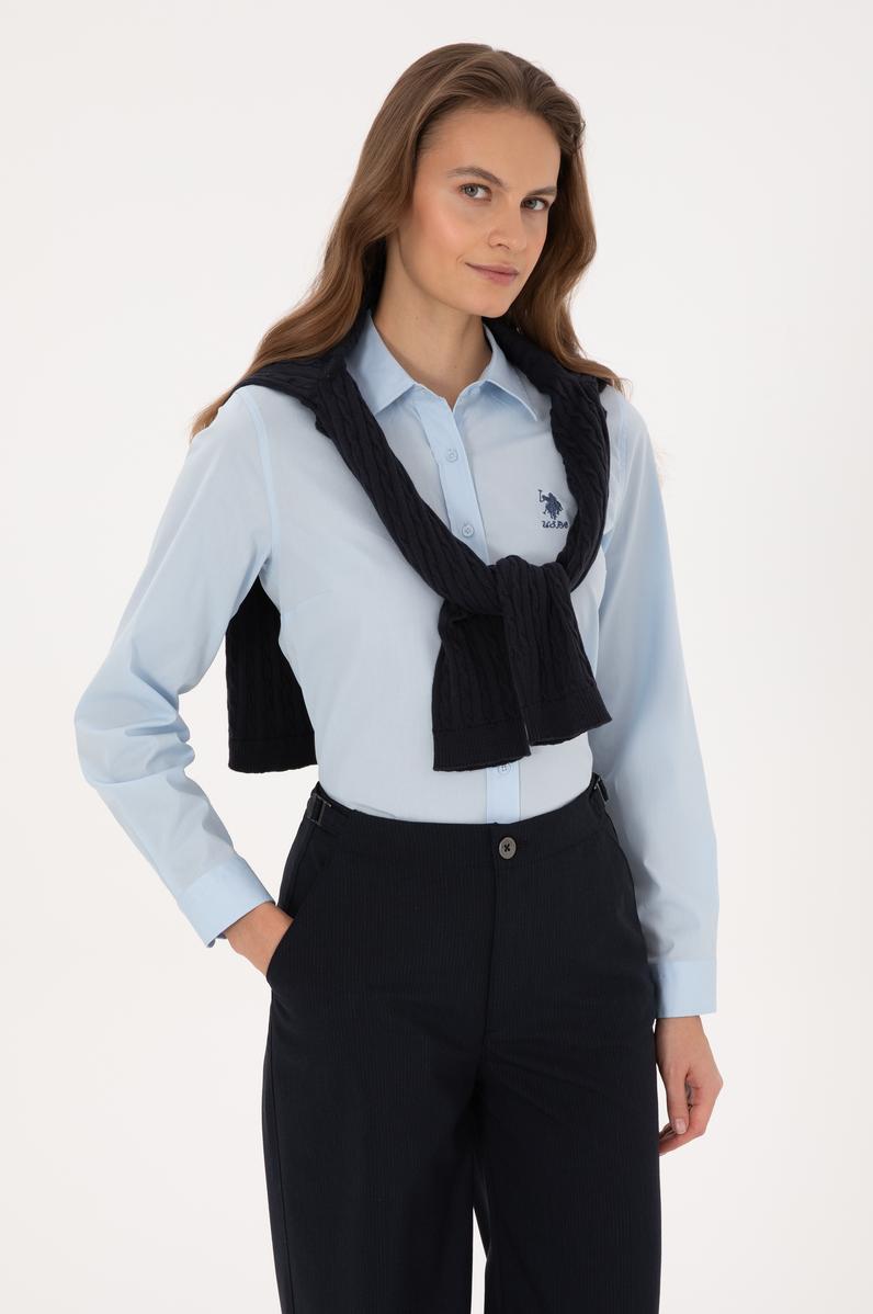 Kadın Açık Mavi Uzun Kollu Basic Gömlek