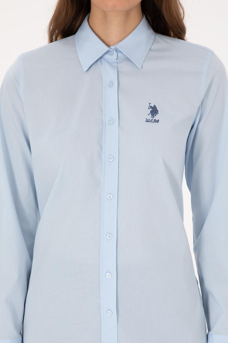 Kadın Açık Mavi Uzun Kollu Basic Gömlek - 50307989005