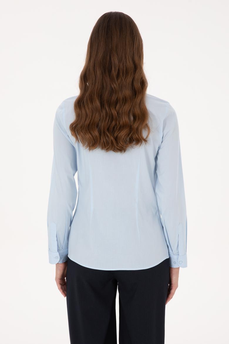 Kadın Açık Mavi Uzun Kollu Basic Gömlek - 50307989005