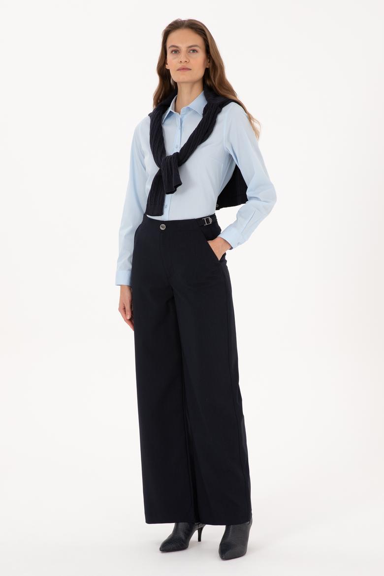 Kadın Açık Mavi Uzun Kollu Basic Gömlek - 50307989005