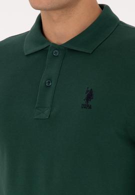 Erkek Regular Fit Polo Yaka Koyu Yeşil Basic Sweatshirt - 50317510018