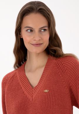 Kadın Gül Kurusu V Yaka Kazak - 50314934012