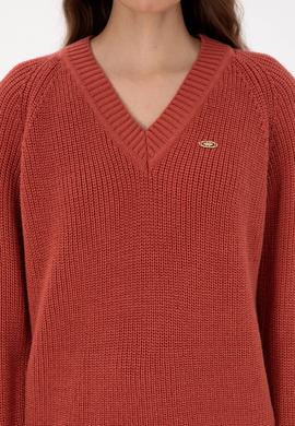 Kadın Gül Kurusu V Yaka Kazak - 50314934012