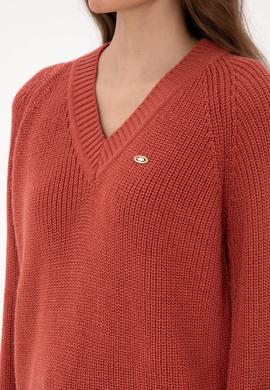 Kadın Gül Kurusu V Yaka Kazak - 50314934012