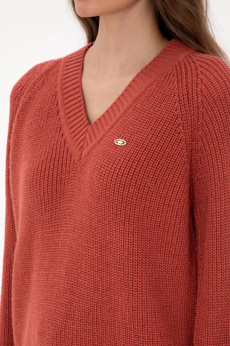 Kadın Gül Kurusu V Yaka Kazak