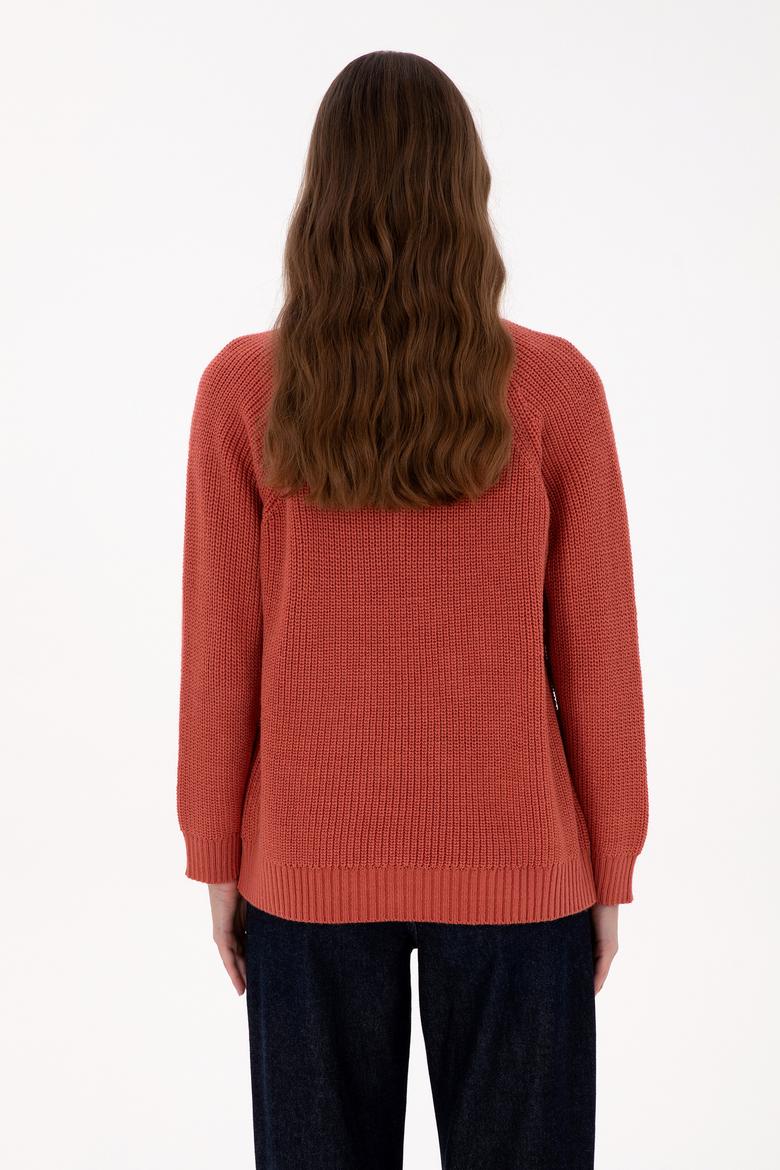 Kadın Gül Kurusu V Yaka Kazak - 50314934012