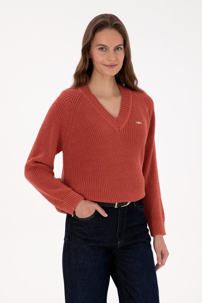 Kadın Gül Kurusu V Yaka Kazak