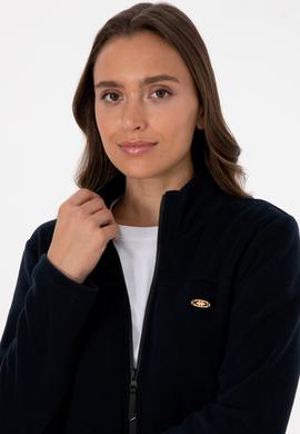 Kadın Lacivert Fermuarlı Dik Yaka Polar Sweatshirt - 50316729039