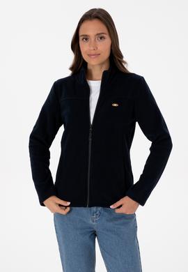 Kadın Lacivert Fermuarlı Dik Yaka Polar Sweatshirt - 50316729039