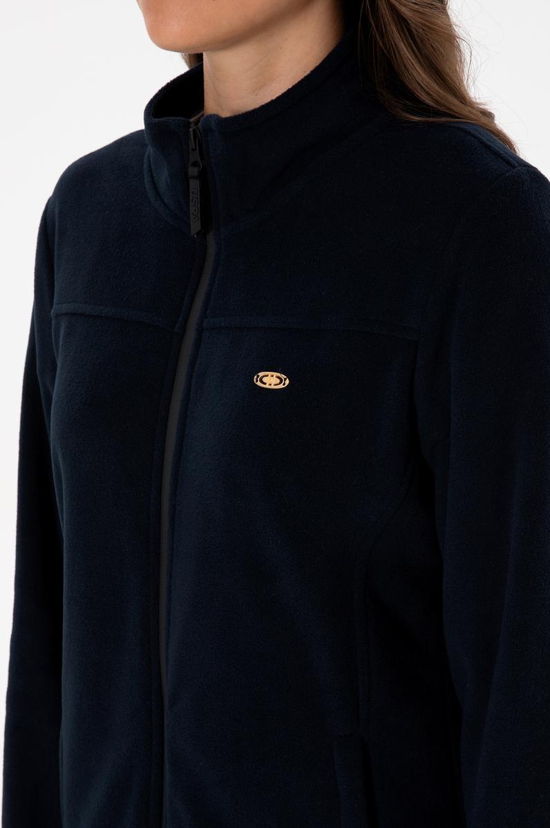 Kadın Lacivert Fermuarlı Dik Yaka Polar Sweatshirt