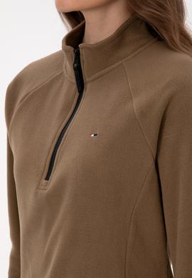 Kadın Haki Fermuarlı Dik Yaka Polar Sweatshirt - 50316714053
