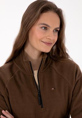 Kadın Kahverengi Fermuarlı Dik Yaka Polar Sweatshirt - 50316714044
