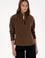 Kadın Kahverengi Fermuarlı Dik Yaka Polar Sweatshirt