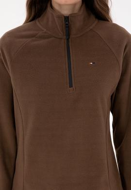 Kadın Kahverengi Fermuarlı Dik Yaka Polar Sweatshirt - 50316714044