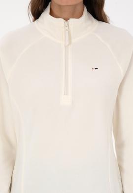 Kadın Krem Fermuarlı Dik Yaka Polar Sweatshirt - 50316714078