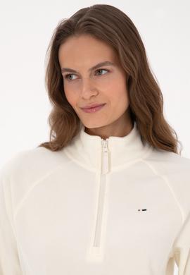 Kadın Krem Fermuarlı Dik Yaka Polar Sweatshirt - 50316714078
