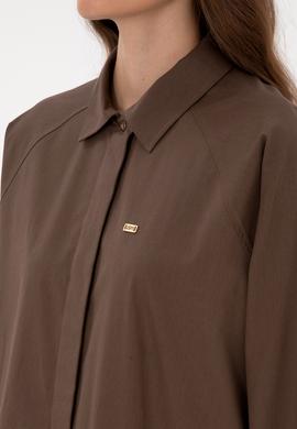Kadın Kahverengi Uzun Kollu Gömlek - 50316399022