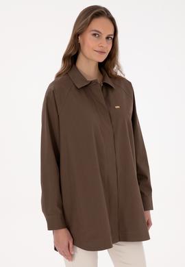 Kadın Kahverengi Uzun Kollu Gömlek - 50316399022