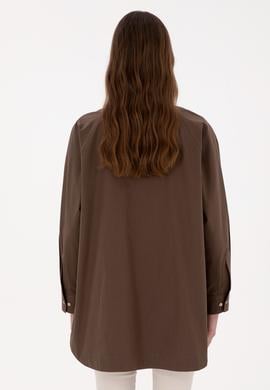 Kadın Kahverengi Uzun Kollu Gömlek - 50316399022