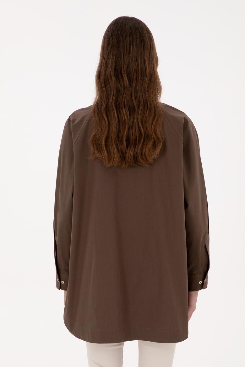Kadın Kahverengi Uzun Kollu Gömlek - 50316399022