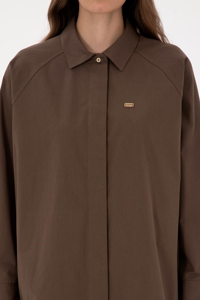 Kadın Kahverengi Uzun Kollu Gömlek - 50316399022