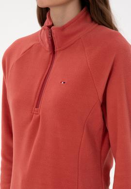 Kadın Kiremit Fermuarlı Dik Yaka Polar Sweatshirt - 50316714084