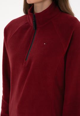 Kadın Bordo Fermuarlı Dik Yaka Polar Sweatshirt - 50316714069
