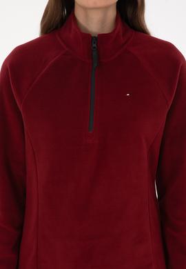 Kadın Bordo Fermuarlı Dik Yaka Polar Sweatshirt - 50316714069