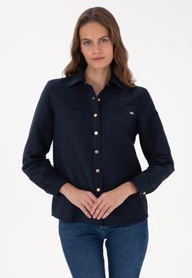 Kadın Lacivert Uzun Kollu Gömlek - 50317242003